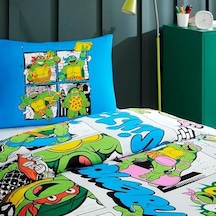 Taç Turtles Four Standart Pamuk Nevresim Takımı, Yeşil, Beyaz, Mavi, Sarı, Turuncu, Tek Kişilik 0