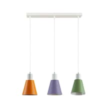 Trend Modern Dekoratif Cafe-mutfak Salon Turuncu Yeşil Lila Renk 3 Lü Sıralı Sarkıt Avize Diğer