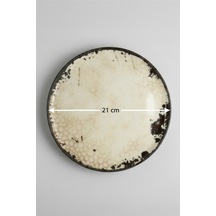 12'li Valencia Servis Tabağı 21cm Mega Desen Rinart Krem