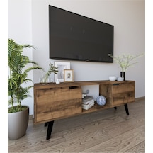 Siena Ahşap Ayaklı Tv Ünitesi Ceviz Televizyon Konsolu 140 Cm Ekonomik Modül Sehpa