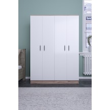 ABETEMOBİLYA Abete-4 Kapılı Ceviz -Beyaz Gardırop