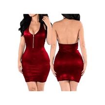 Fantezi Seksi Sırtı Açık Fermuar Detaylı Mini Elbise Hf101551 Kırmızı