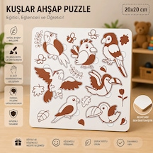Sevimli Kuşlar Eğitici Ahşap Puzzle 20x20 Cm Beyaz Mdf Çocuk Gelişim Oyuncakları