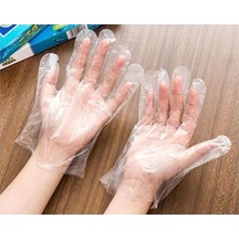 Plastik Tek Kullanımlık Koruyucu Şeffaf Poşet Eldiven 5 Paket X 100 Adet 500 Adet