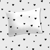 %100 Pamuklu Bebek Lastikli Çarşaf 70x130+20 Bebek Yastık Kılıfı 35x45 Siyah Kalpli