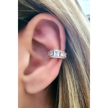 Pırlanta Işıltısında Zirkon Taşlı Gümüş Rose Sıkıştırmalı Kıkırda N11.76048