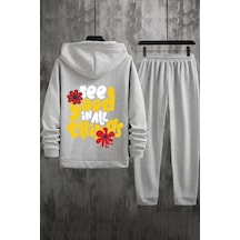 Uyguntarz Unisex Good Things Baskılı Eşofman Takımı Gri