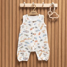 Tiffany Baby & Kids Tiffany Baby Müslin Caravan Theme Kısa Atlet Tulum 61023 Ekru