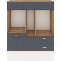 Kronos Dolap 8 Raflı 4 Çekmeceli 3 Askılı 220x59x243 Çam-antrasit/antrasit Antrasıt/antrasıt