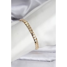 14k Gold Renk Kaplama Ezme Zincir Model Kadın Bileklik - Çok Renkli