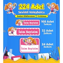 Voleybol Temalı Okul Kreş Kişiye Özel İsim Etiket Seti - Model 541 Çok Renkli