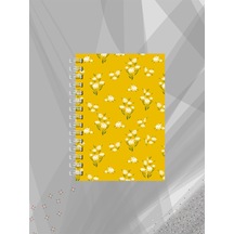 Sarı Papatya Desenli Çizgisiz Defter 60 Yaprak Tel Spiralli Çok Renkli