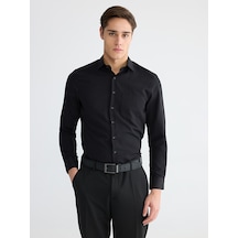 Lcw Busıness Siyah Regular Fit Armürlü Erkek Gömlek