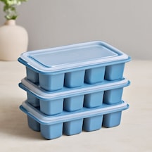 Kapaklı Plastik 3'lü Mini Küp Buzluk Çok Renkli