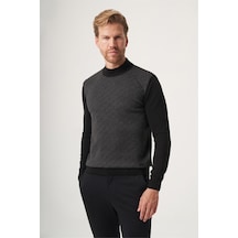 İmza Siyah-füme Balıkçı Yaka Uzun Kol Örme Comfort Fit Pamuklu Kazak 1012265154 Siyah - Füme