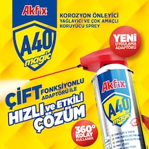 Akfix A40 Magıc Pas Sökücü Nemi Engeller Gıcırtıları Keser Korozyonu Önler Yağlar İki Fonksiyonlu Başlık 400 Ml 1 Adet