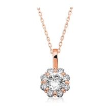 Gümüş Rose Çiçek Kolye Rose