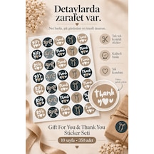 Gift For You & Thank You Sticker Seti 350 Adet 10 Sayfa Yuvarlak Hediye Ve Teşekkür Sticker Paketleme, Butik Sipariş Ve Davetiye Etiketi Çok Renkli