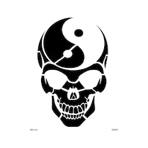 Airbrush Tattoo İskelet Ve Ying Yang Yapışkanlı Stencil Süsleme Ve Boyama Kalıbı