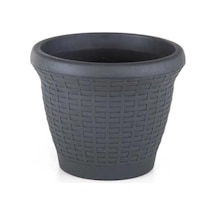 Omnipazar So-hs02 Plastik Hasır Desenli Dekoratif Saksı 6 Litre No 2 Antrasit 116