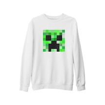 Minecraft 4 Beyaz Kalın Sweatshirt