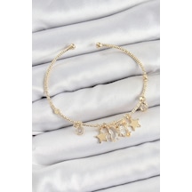 Pirinç Zirkon Taşlı Kelebek Ve Yıldız Model Gold Renk Charm Bileklik - Tj-bb7355 Çok Renkli