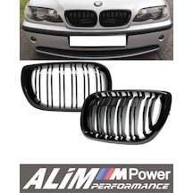 Bmw E46 1999 2001 Coupe Piano Black Çift Çıtalı Ön Panjur Böbrek Seti Uyumlu Değişim Parça