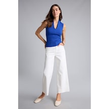 Defacto Culotte Yüksek Bel Geniş Paça Gabardin Pantolon C7535ax26smwt32 Beyaz-wt32