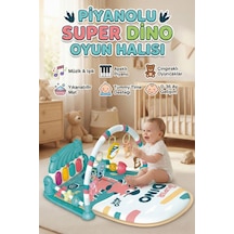 Piyanolu Bebek Oyun Halısı Yeşil - Müzikli Işıklı Dinozor Temalı Jimnastik Ve Aktivite Merkezi 73x56 Cm