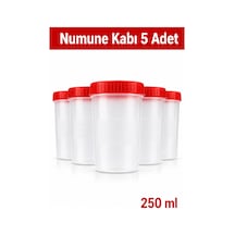 Numune Kabı Ölçekli Şeffaf Gövdeli Kırmızı Vidalı Kapaklı 250 Ml 5 Adet