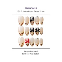 15'li Ten Rengi Kısa Badem Kbd1477 Tekrar Kullanılabilir El Yapımı Protez Takma Tırnak Xs