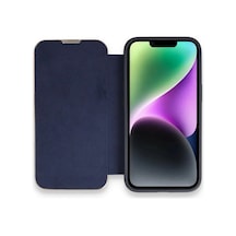 Uray Store Apple iPhone Uyumlu  14 Pro Kılıf Dolpin Kapaklı - Lacivert