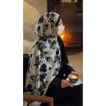 Qalortex Scarf Pamuklu Garden Desen Şal-siyah