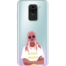 Redmi Note 9 Pink Hair Tasarımlı Süper Şeffaf Telefon Kılıfı Çok Renkli