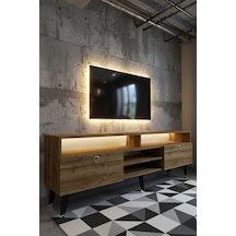 Resital Ledli Tv Sehpası - Led Işıklı - Silver Ceviz - Sl9030-2