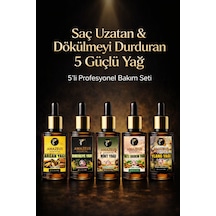 Amazeus Hızlı Uzama & Dökülme Karşıtı 7'li Bitkisel Yağ Seti Argan, Biberiye, Tatlı Badem,hint,ylang Ylang