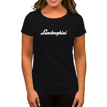 Lamborghini Text Siyah Kadın Tişört