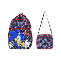 İlkokul Çantası Sonic 2'li Set 40 30 Cm Beslenme Çantası Ortopedik Sırt Çantası Erkek Çocuk Lacivert