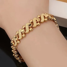 Gold Renk Otantik Motif Model Özel Günler Zarif Tasarım Yüksek Kaliteli Parlak Bileklik - 1272 Gold