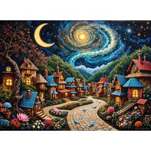 Nova Puzzle 1000 Parça Yıldızların Altındaki Masalsı Köy Puzzle - Fantastik