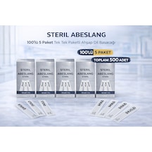 Steril Abeslang 100'lü 5 Paket Tek Tek Paketli Ahşap Dil Basacağı Medikal Spatula Toplam 500 Adet