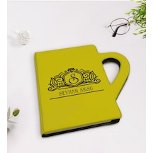 Kişiye Özel İsimli Kupa Şeklinde Sarı Termo Deri Defter Model 13