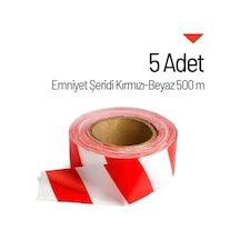 5 Adet Emniyet Şeridi Kırmızı-beyaz 500 Mt, İkaz Bandı, Güvenlik Şeridi-4118