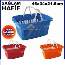 Market Sepeti Sağlam Plastikten Üretim Market İçi Hafif Alışveriş El Sepeti 46x34cm
