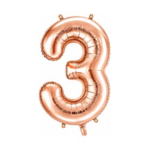 3 Rakam Folyo Balon Rose Gold Rengi 76 Cm Pembe