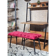Zafir Siyah Boyalı Bordo Oturak Metal Sivriltme Ayaklı Babyface Puf & Bench & Oturak Bordo