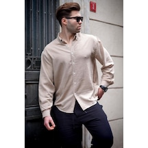 Madmext Bej Uzun Kollu Oversize Erkek Gömlek 6735 Bej Madmext Bej Uzun Kollu Oversize Erkek Gömlek 6735 Bej