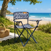 Living Zebra Desen Kamp Sandalyesi - Lacivert - 50x50x78 Cm Çok Renkli