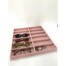 Yerli Üretim Süet Kumaş Pembe Renk 38 Cm / 36 Cm Gözlük Sergileme Çekmece Içi Stand Çok Renkli