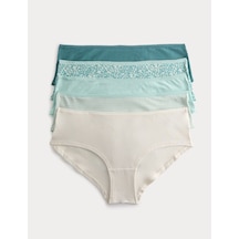 Marks & Spencer 5'li Cotton Lycra Short Külot Seti T61005102x Yeşil